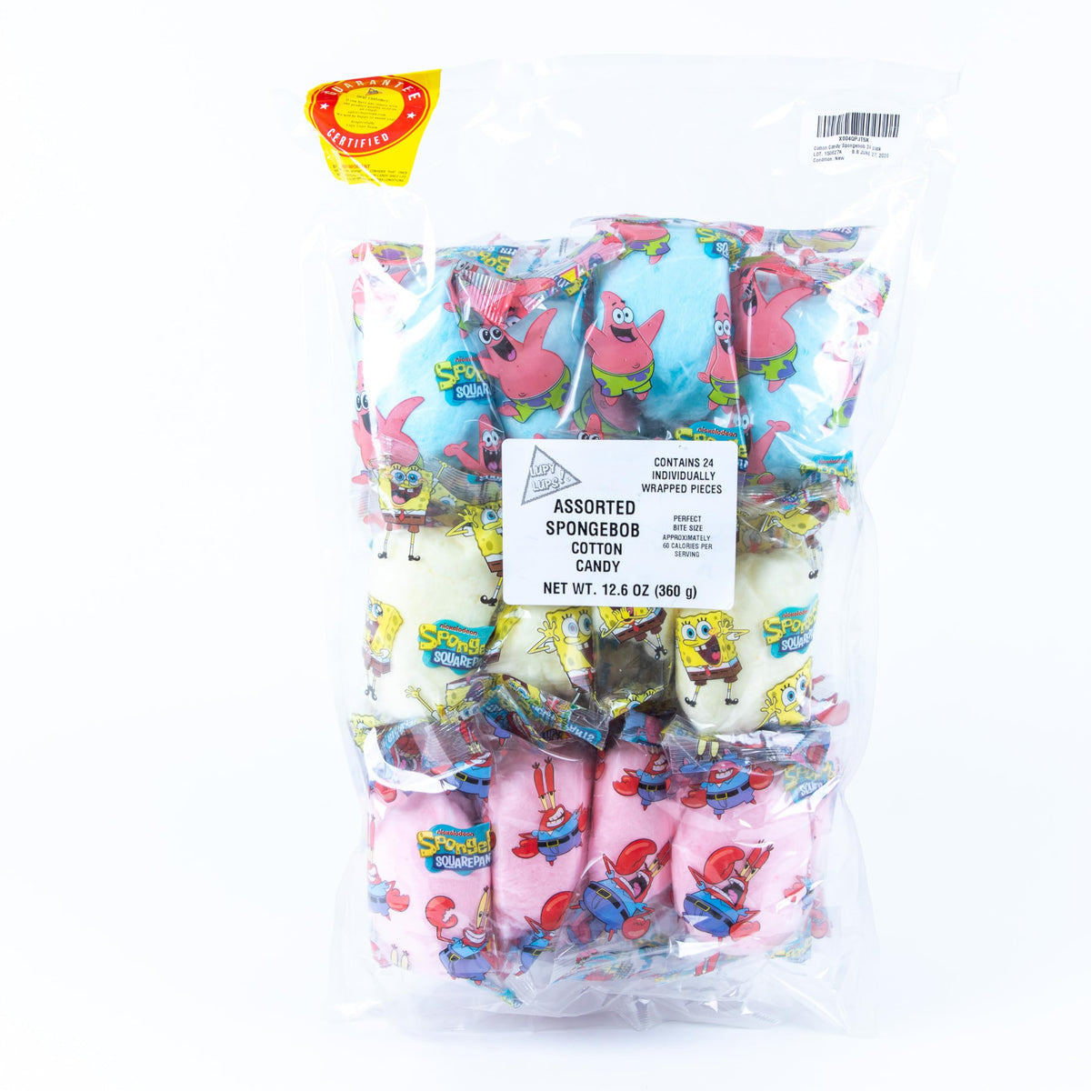 Lupy Lups! Cotton Candy 24-Pack - 0.53 oz Each Bag, Assorted Fruity Flavors - Party Treats or Candy Favors
