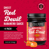 Sauce Goddess (Sweet Red Devil Habanero Sauce) BBQ Sauce - 14.6 oz (Pack of 4)
