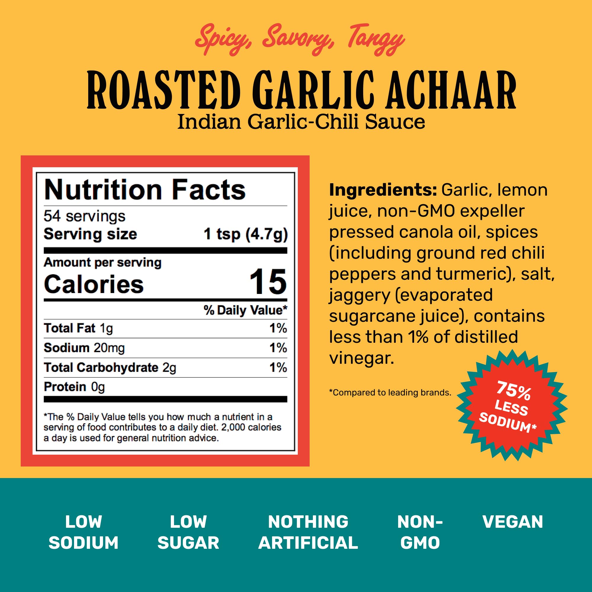 Brooklyn Delhi Roasted Garlic Achaar - 9 Ounces - Spicy, Lemony, Savory, Sweet Flavor - Made with a mix of Indian Spices, Red Chili Powder