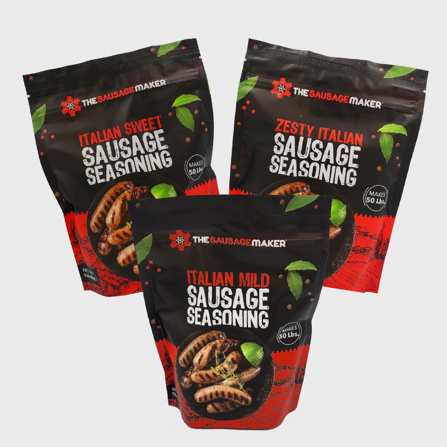 The Sausage Maker Italian Seasonings Bundle - Mild Italian, Sweet Italian and Zesty Italian, 3 pack of 1lb. 8oz. Containers