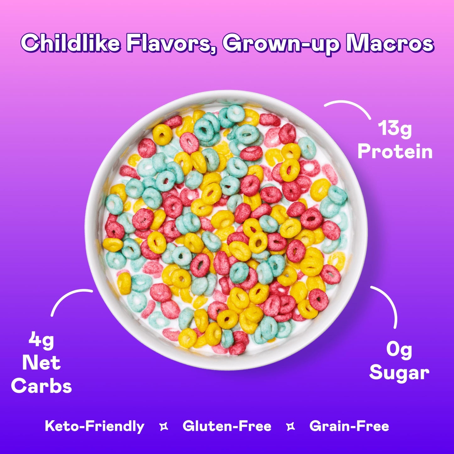 Magic Spoon Fruity High Protein Cereal - Sugar Free Snacks & Breakfast Food - Grain & Gluten Free Cereal - Low Carb & Keto Friendly - 7oz Fruity Box