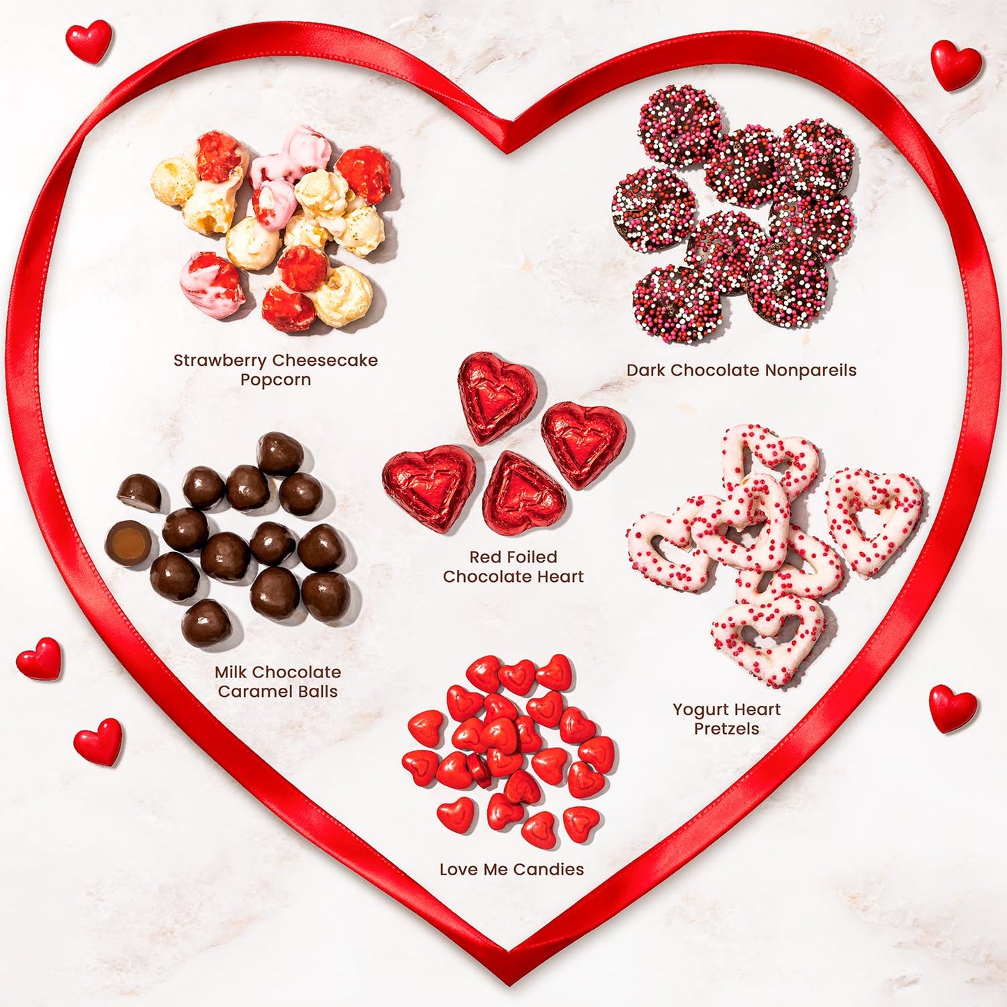 Gift Tin with Assorted Treats, Popcorn, Yogurt Heart Pretzels, Milk Chocolate Caramel Balls, Musical Present for Wife, Girlfriend, Romantic, Mom