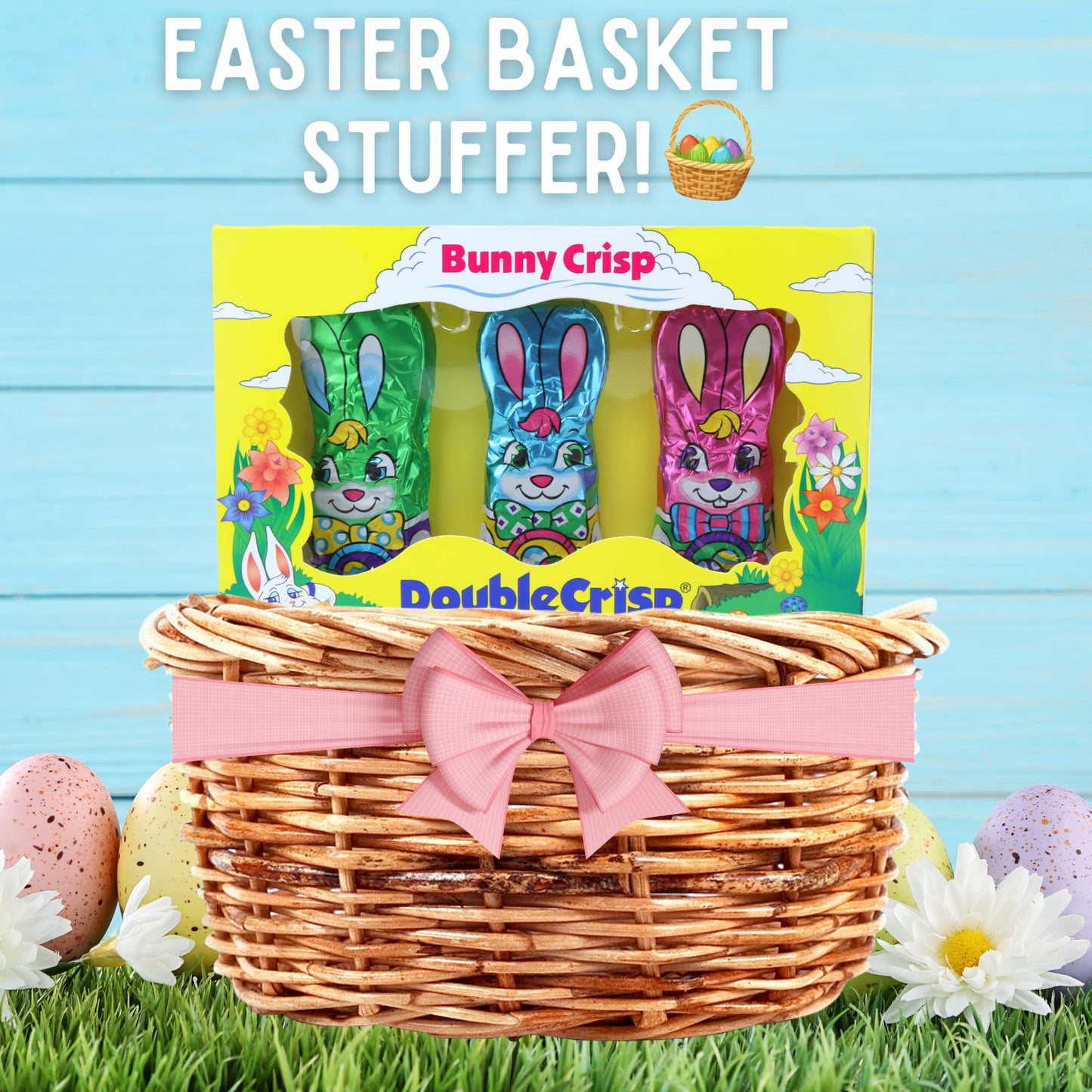 Milk Chocolate Flavored Easter Bunny Crisps, Individually Foil Wrapped, Basket Stuffer Candy, 3 Ounces (Pack of 3)
