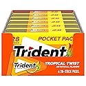 Trident Tropical Twist Sugar-Free Chewing Gum, 6 Pocket Packs of 28 Pieces (168 Total Pieces)