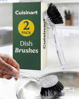 Cuisinart Dish Brush with Handle 2 Pack - Kitchen Scrub Brush for Dishes, Pots & Pans, Non-Scratch Dish Scrubber, Firm Bristles for Sink & Cookware