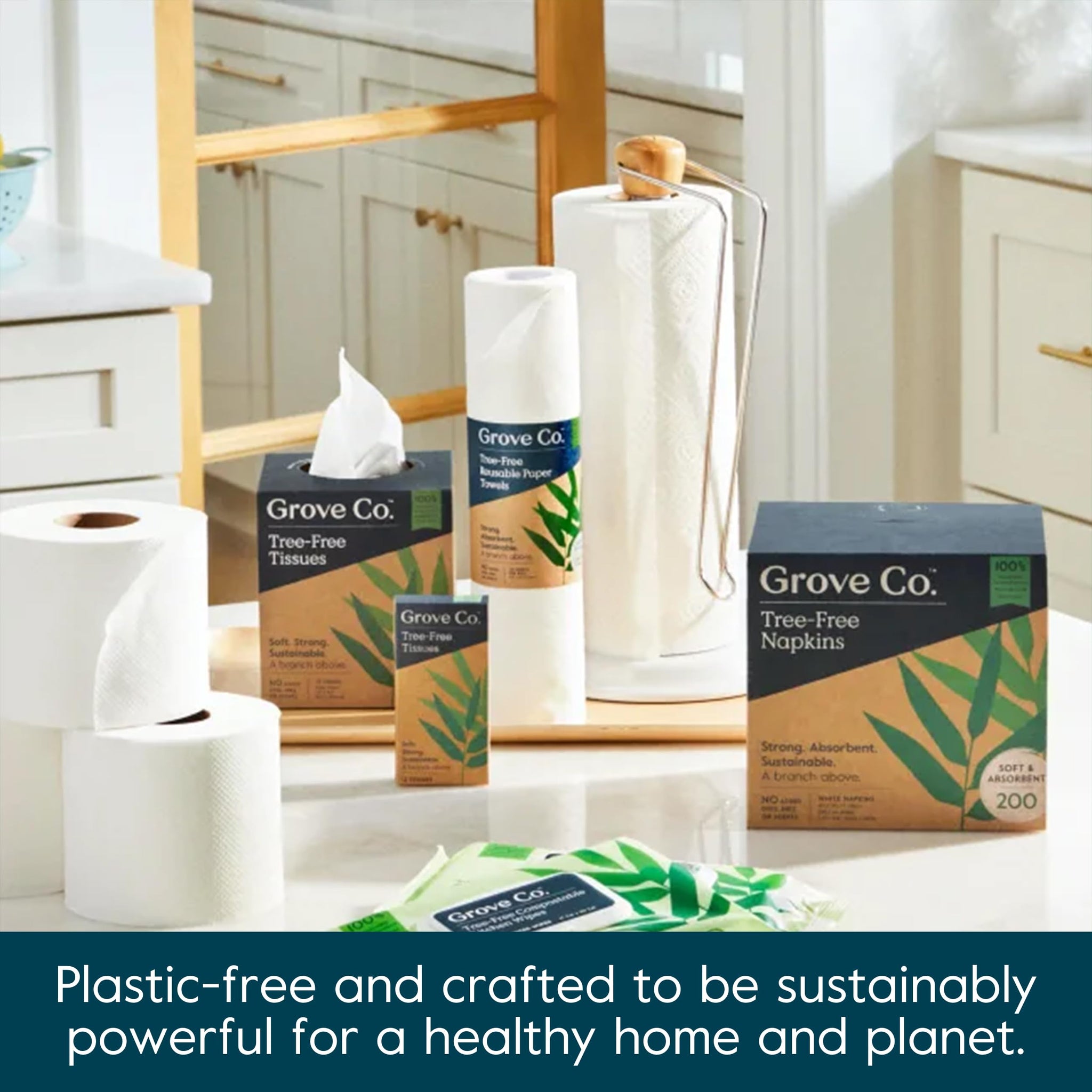 Grove Co. Bamboo Toilet Paper Tree Free & Septic Safe Bath Tissue, Ultra Soft, Durable, & Absorbent 3 Ply Sheets (1 Roll = 44.4 sq ft) Bulk Toilet