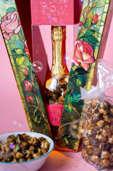 Rose Bubble Box with Caramel White Chocolate Popcorn by Send A Cake, Ready to Gift, No Assembly Required - Happy Birthday Surprise - Unique Birthday