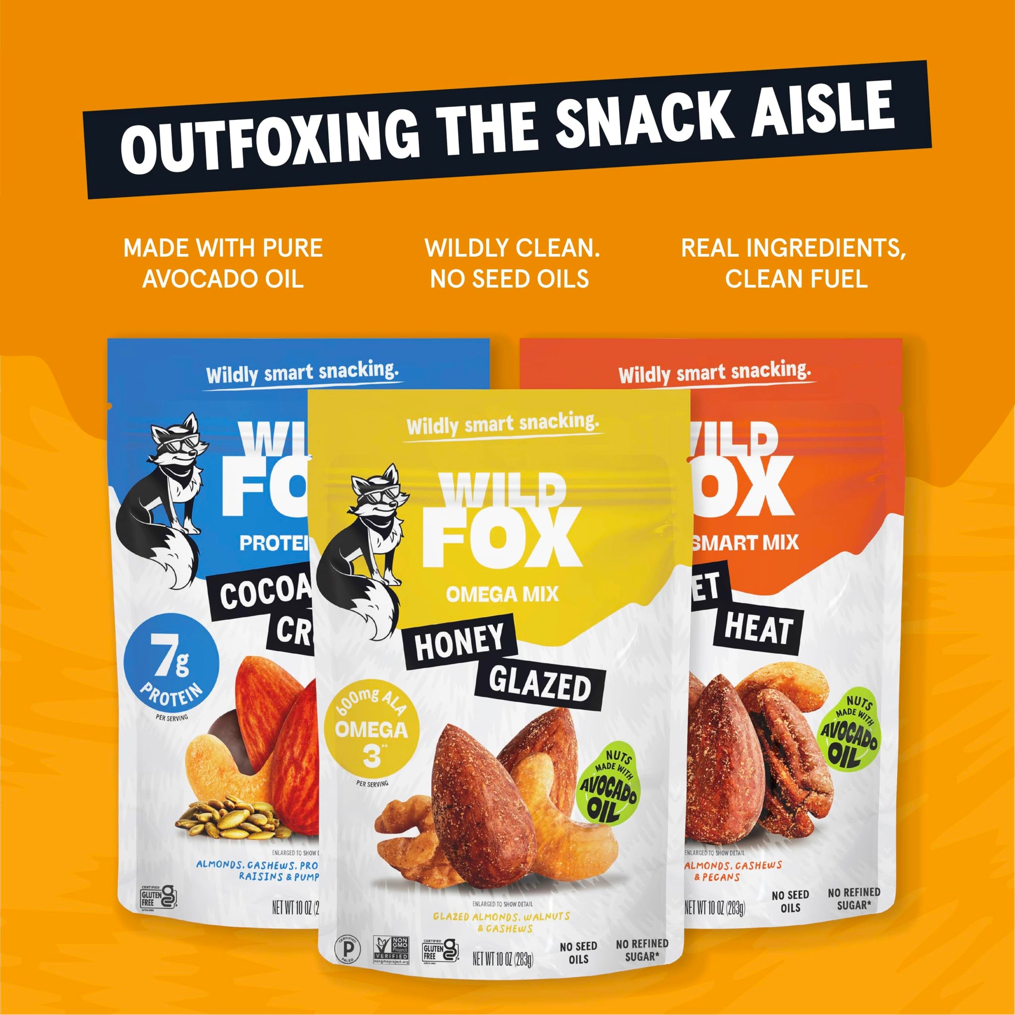 Wild Fox Trail Mix - Healthy Plant-Based Snack Made With Pure Avocado Oil And No Refined Sugar Or Seed Oils Ideal For Vegan Gluten-Free And Paleo