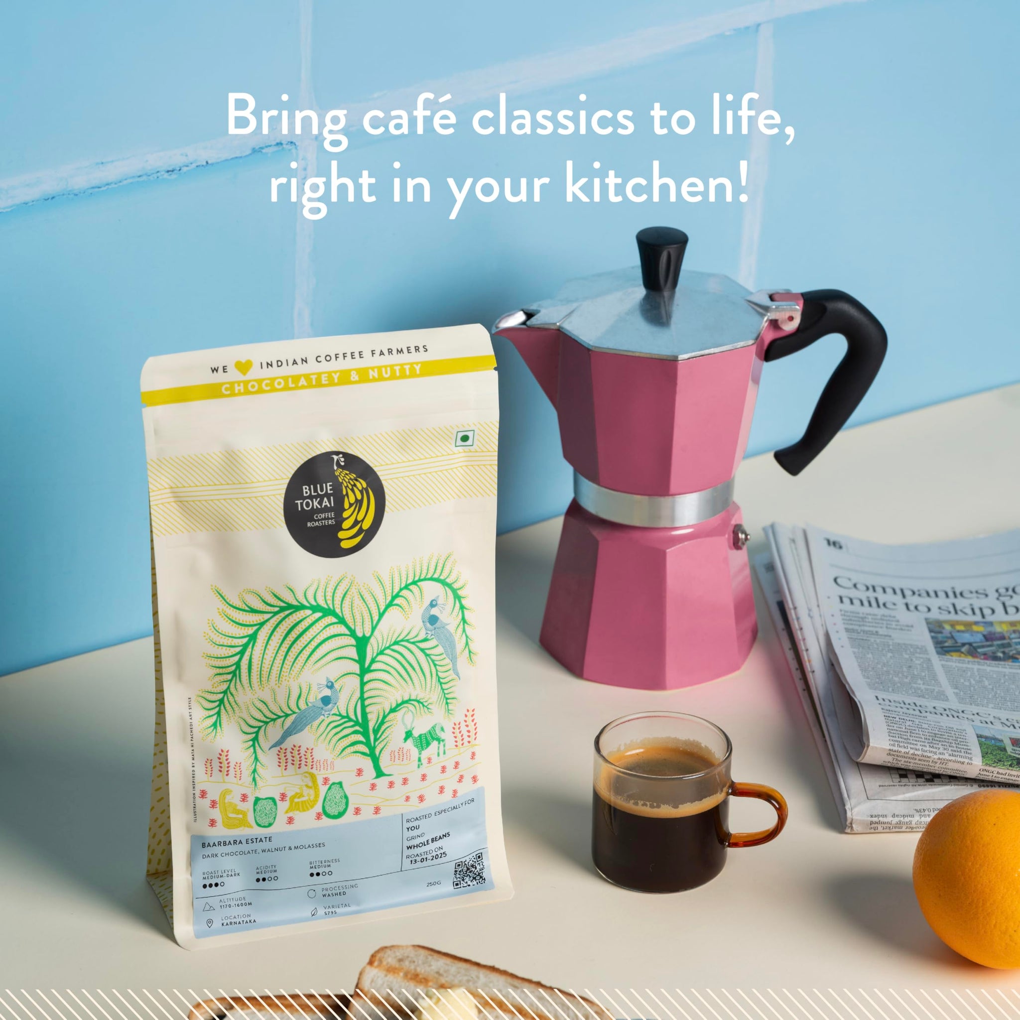 Blue Tokai Coffee Roasters Baarbara Estate - Medium Dark Roast (French Press) 340 g | Made With 100% Specialty Grade Arabica Freshly Roasted Ground