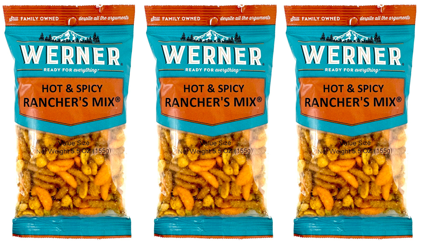 Werner Snacks Rancher’s Mix - Spicy Snack Mix with Habas Value Size 5.5 Ounces (Pack of 3)