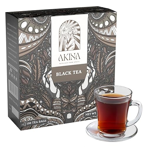 AKINA - Regular Black Tea Bags, Individually Wrapped, Classics String and Tag Kenyan Tea, Bold and Timeless with Comforting Flavor (Box of 100) (200g)