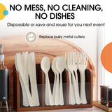 Party Solids Ivory Plastic Knives 100 Pieces Ivory Knives Disposable Utensils Heavy Duty Plastic Cutlery Set Disposable Cutlery Sets Flatware Sets
