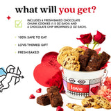 David’s Cookies Cookie Brownies Bucket Sampler - 1.3Lbs Assorted Gourmet with Chocolate Chip Brownies and Chocolate Chunk Cookies in a Love Tin