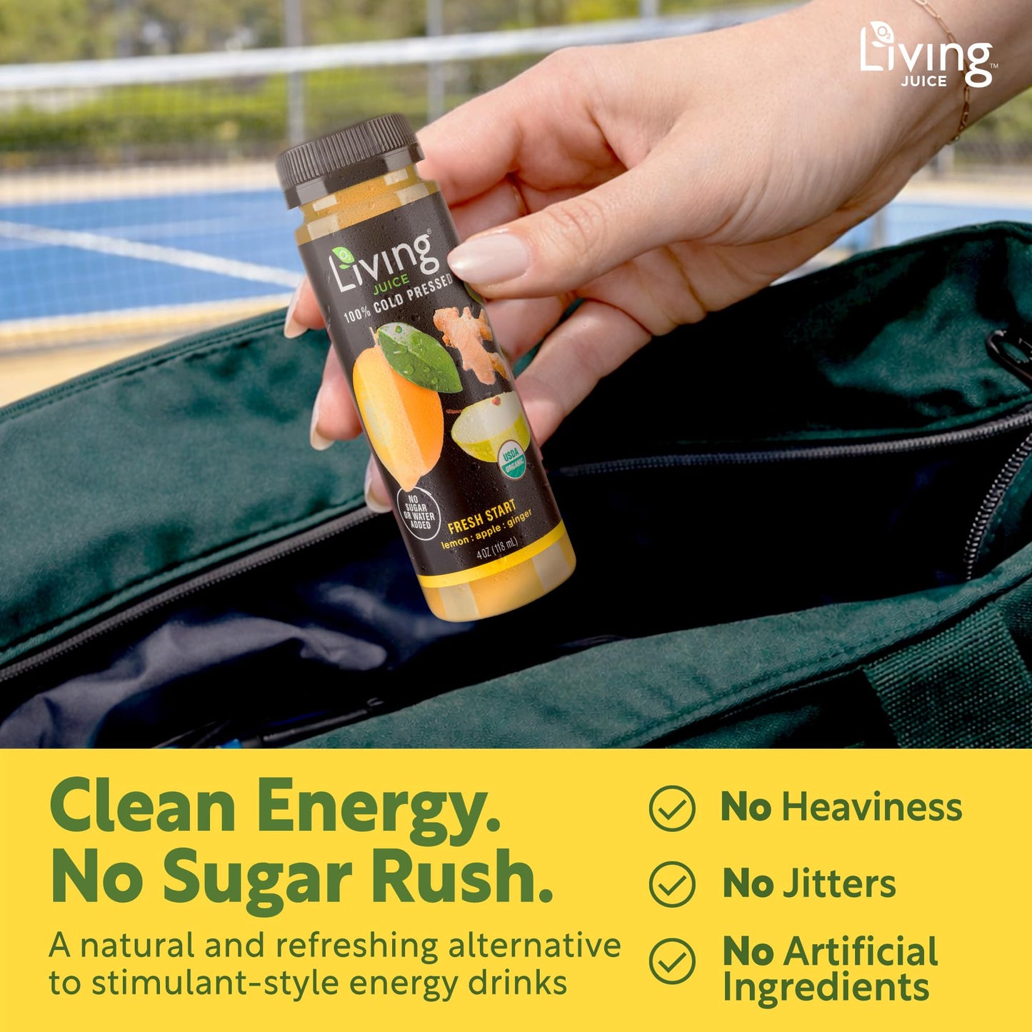 O2 Living Juice Cold Pressed Drink - Fresh Start Organic Juice Pack - No Added Sugars or Water, Naturally Sweetened from Fruits, Rich in Nutrients