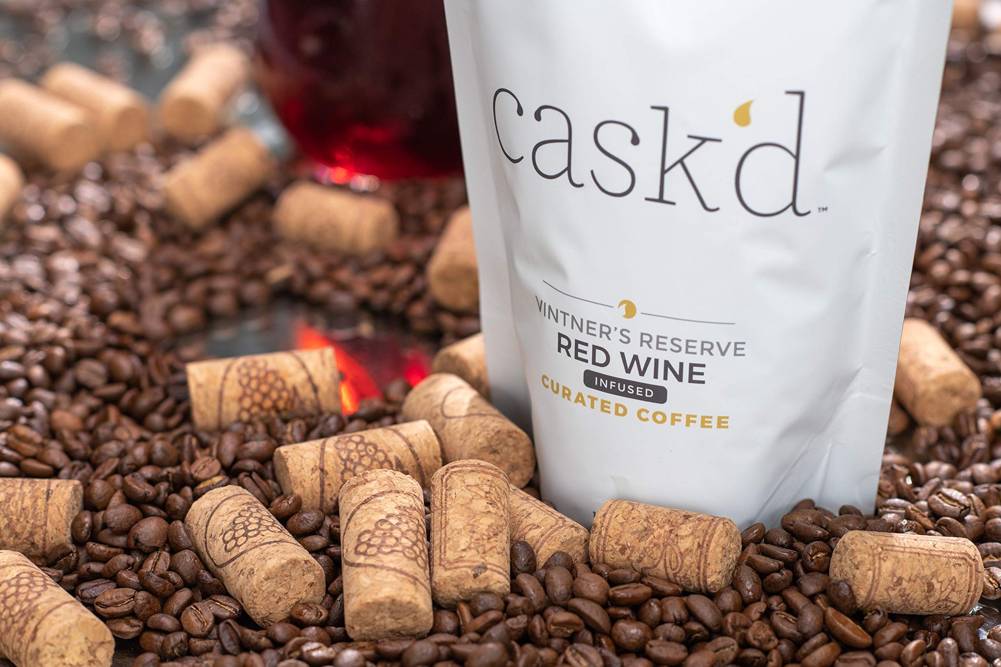 Cask’d Vintners Red Wine Infused Coffee - Made from Single-Origin Medium Roast Brazilian Coffee Beans with Full-Bodied California Cabernet - Ideal
