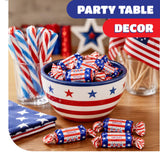 Patriotic Candy - 3 Pound Pack - Chocolate Flavored Caramels - 4th of July Candy Bulk - Individually Wrapped Red White and Blue Candies - Chocolate