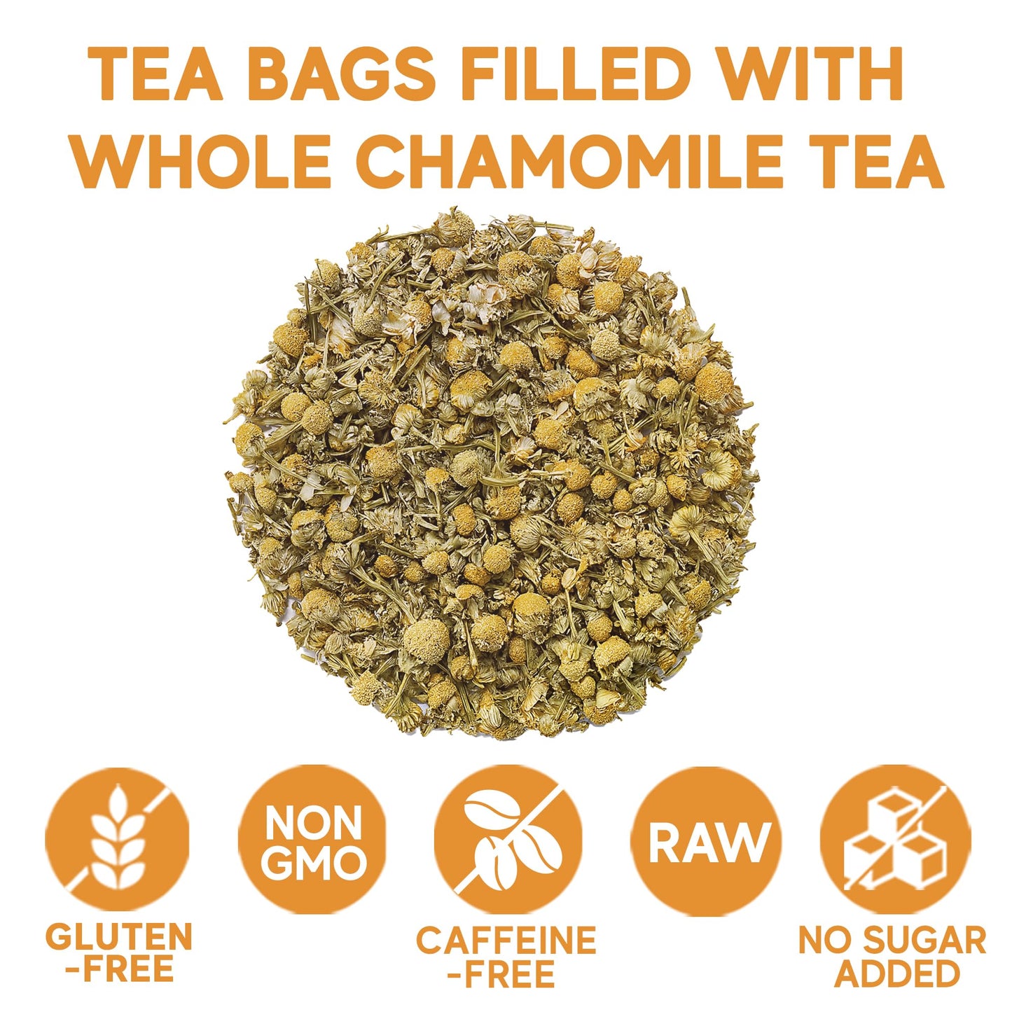 Sou Zen Chamomile Comfort Loose Leaf Chamomile Tea Bags (30 Ct) - Corn Fiber Pyramid Tea Bags, Caffeine-Free Herbal Tea