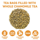 Sou Zen Chamomile Comfort Loose Leaf Chamomile Tea Bags (30 Ct) - Corn Fiber Pyramid Tea Bags, Caffeine-Free Herbal Tea