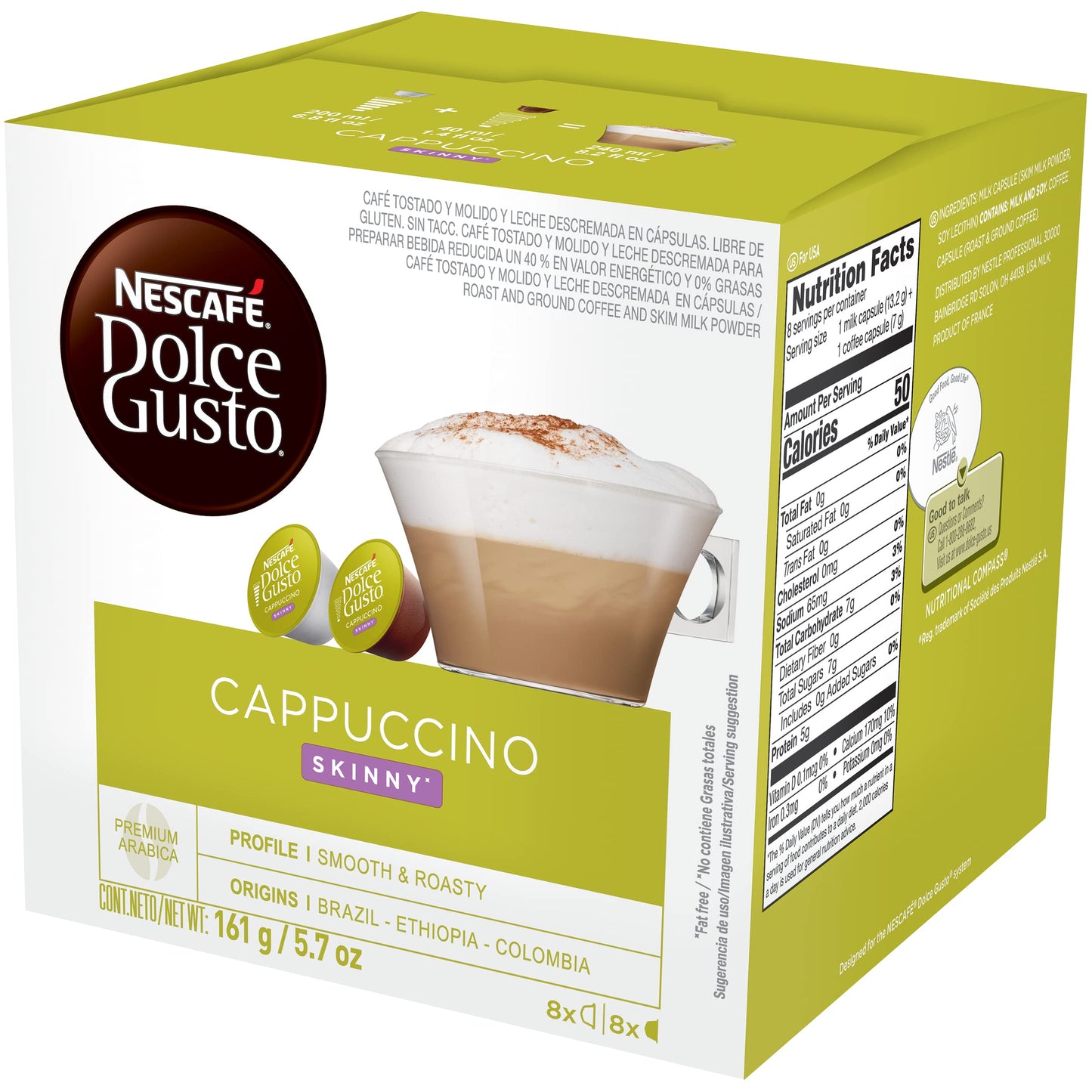 Nescafe Dolce Gusto Pods, Skinny Cappuccino, 16 capsules, Pack of 3