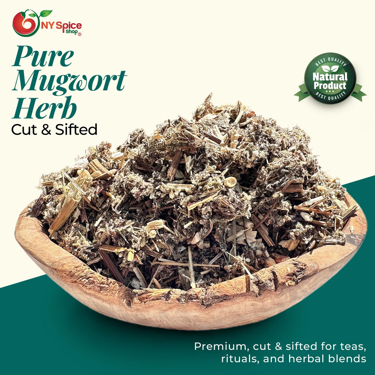 NY Spice Shop Mugwort Herb Dried Cut And Sifted - 8 Ounce Dry Artemisia Vulgaris Herbs - Natural Premium Mugwort Herb for Herbal Tea - Natural