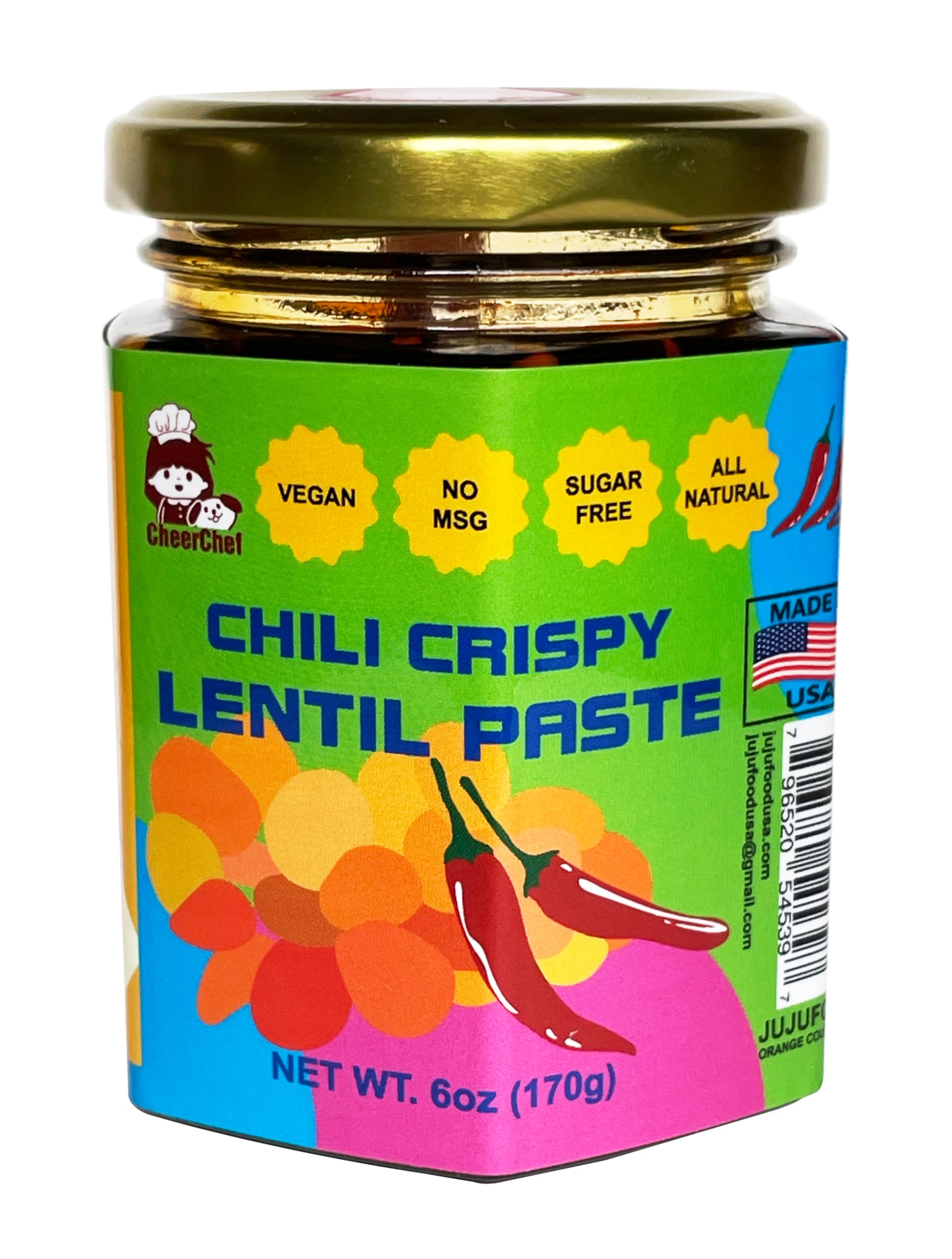 Chili Crispy Lentil Paste-gourmets and chili lovers must, spicy and tasty, vegetarian and gluten free, made in USA with unique fusion of American