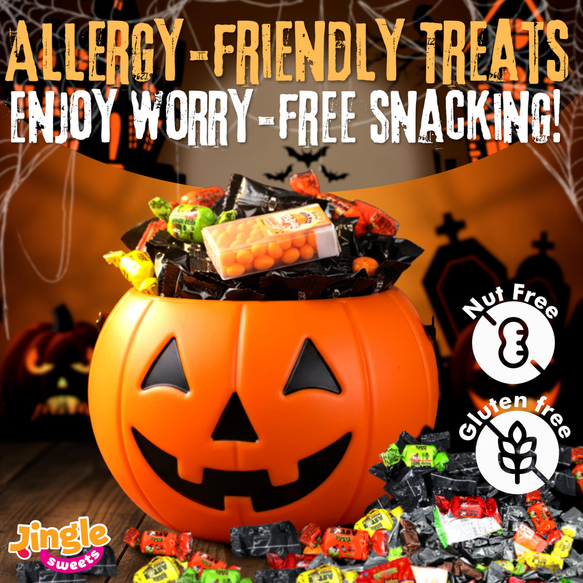 Bulk Candy Variety Pack - Gift Box Halloween - Over 2 lb of Individually Wrapped Candy - Fun Trick or Treat Gift for Kids & Adults, Nut-Free