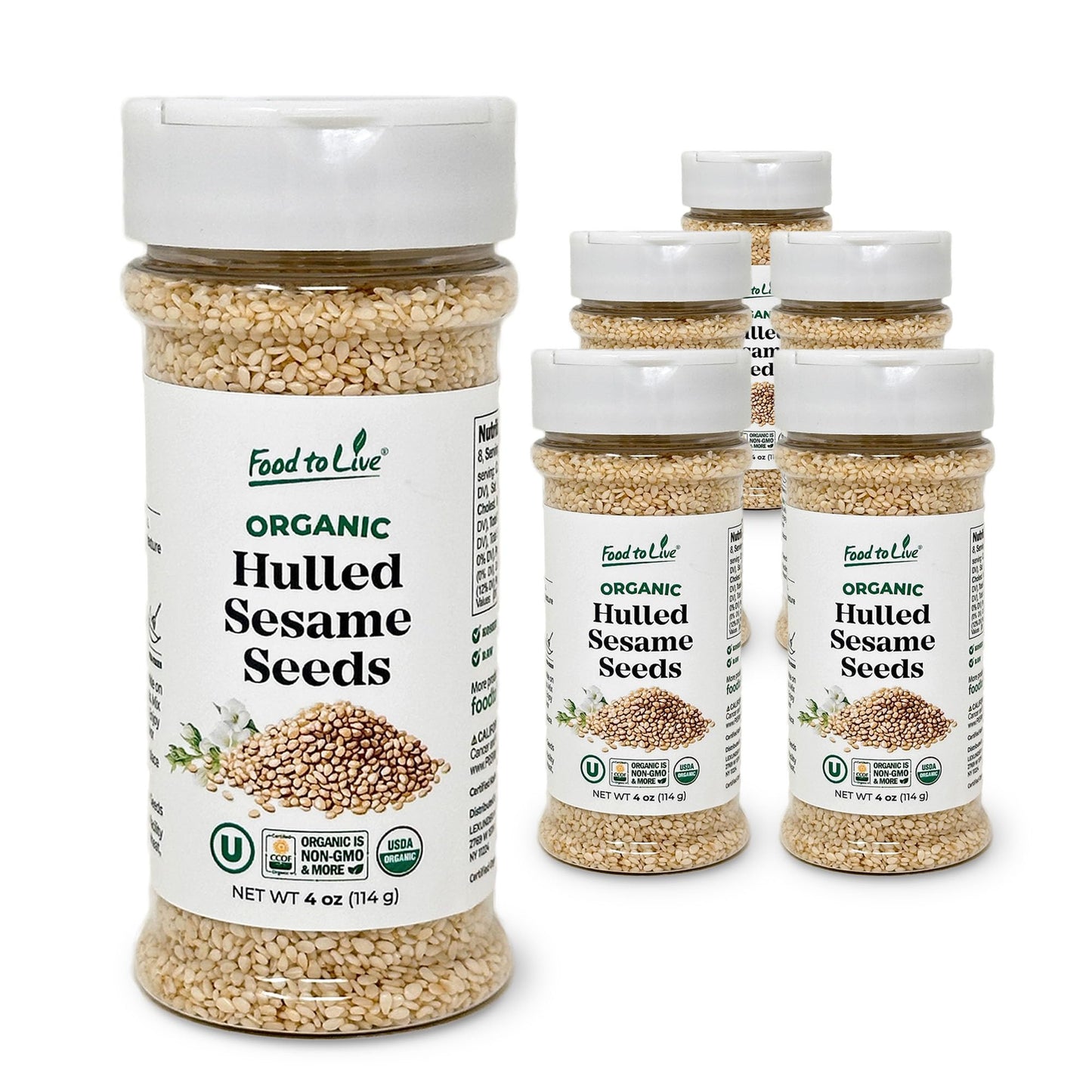 Food to Live Organic Hulled Sesame Seeds, 0.25 Lbs - Raw in Resealable Jar, Perfect for Cooking, Baking, Smoothies and Salads, Non-GMO, Vegan, Kosher