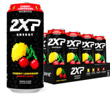 2XP Energy Drink | 2x Energy & Endurance | Alpha -GPC, L-Tyrosine, 200mg Natural Caffeine | 0 Sugar or Artificial Colors | 16oz, 12-Pack (Cherry
