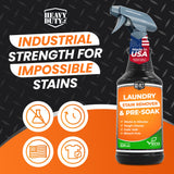 Heavy Duty Laundry Stain Remover & Pre-Soak Spray - 32 fl oz - Industrial Strength Fabric Spot Cleaner - Removes Oil, Blood, Urine, Pet, Grass, Sweat