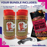 Trim Tabb’s Pig Powder Premium BBQ Barbecue Rub & Seasoning 4 Pk (48 oz) + Guide & Keychain Bottle Opener (6 Items)!