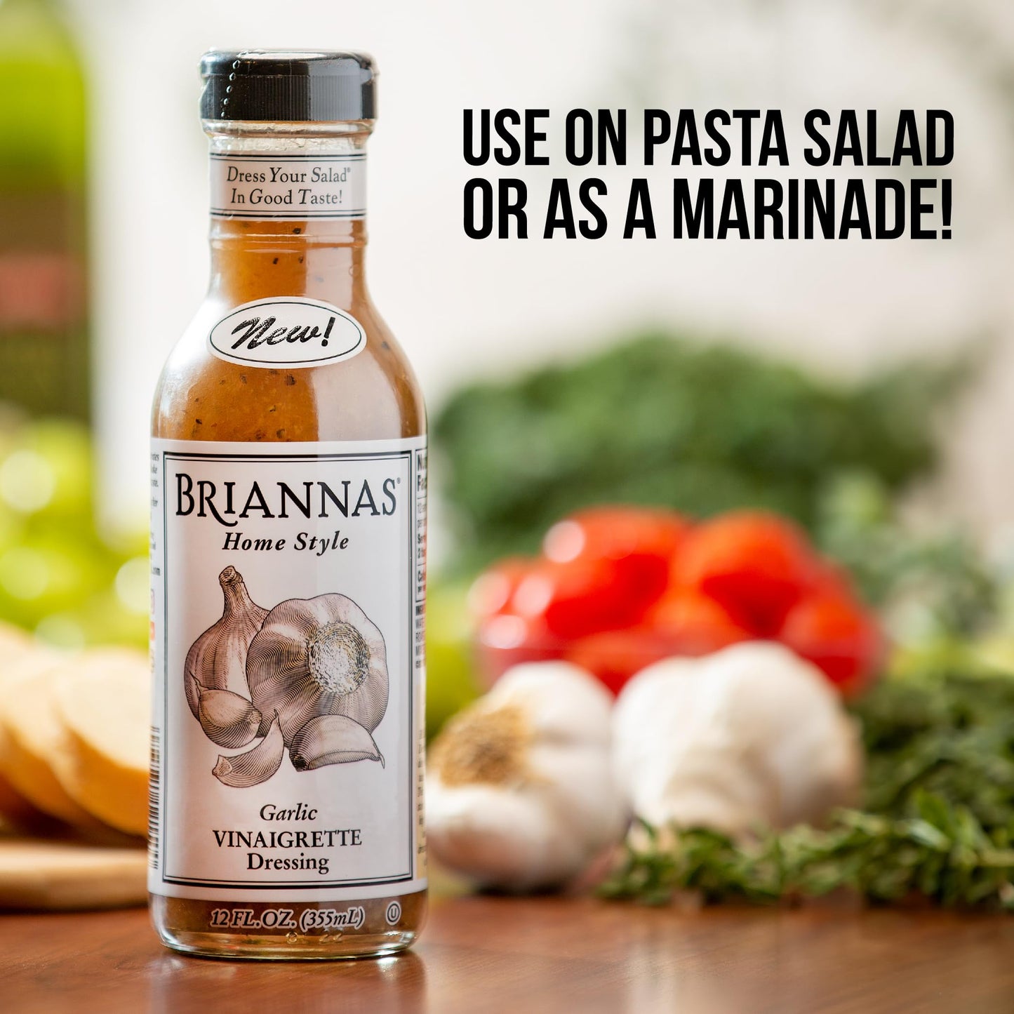 BRIANNAS - Home Style Garlic Vinaigrette Dressing - Fine Salad Dressing made with Premium Ingredients - Gluten Free, Vegan, & Kosher Dressing - 32 oz
