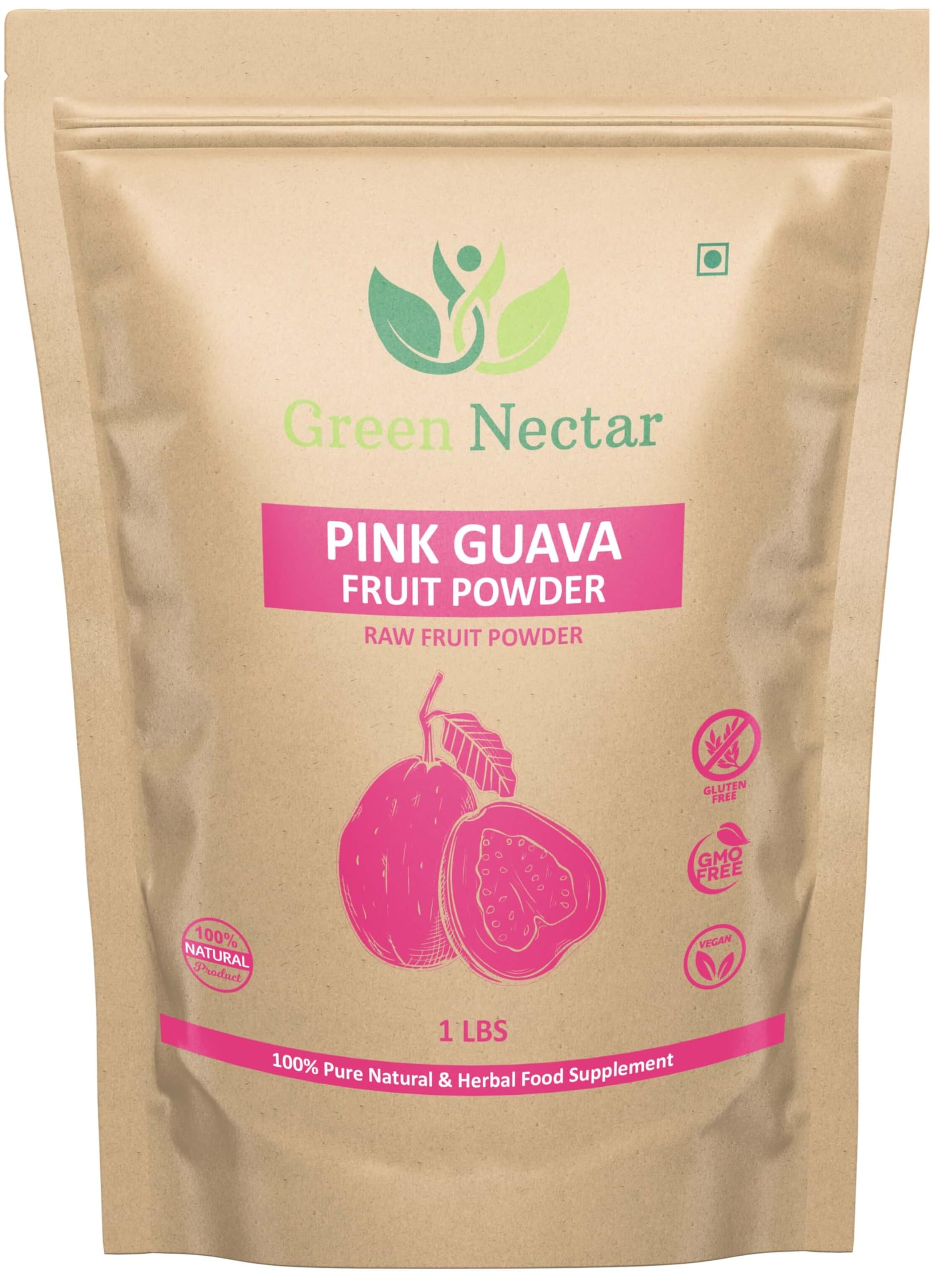 Pink Guava Fruit Powder (1 lb Bag), Unsweetened, Non-GMO, Vegan and Gluten Free (16 Oz - 1 Pack)