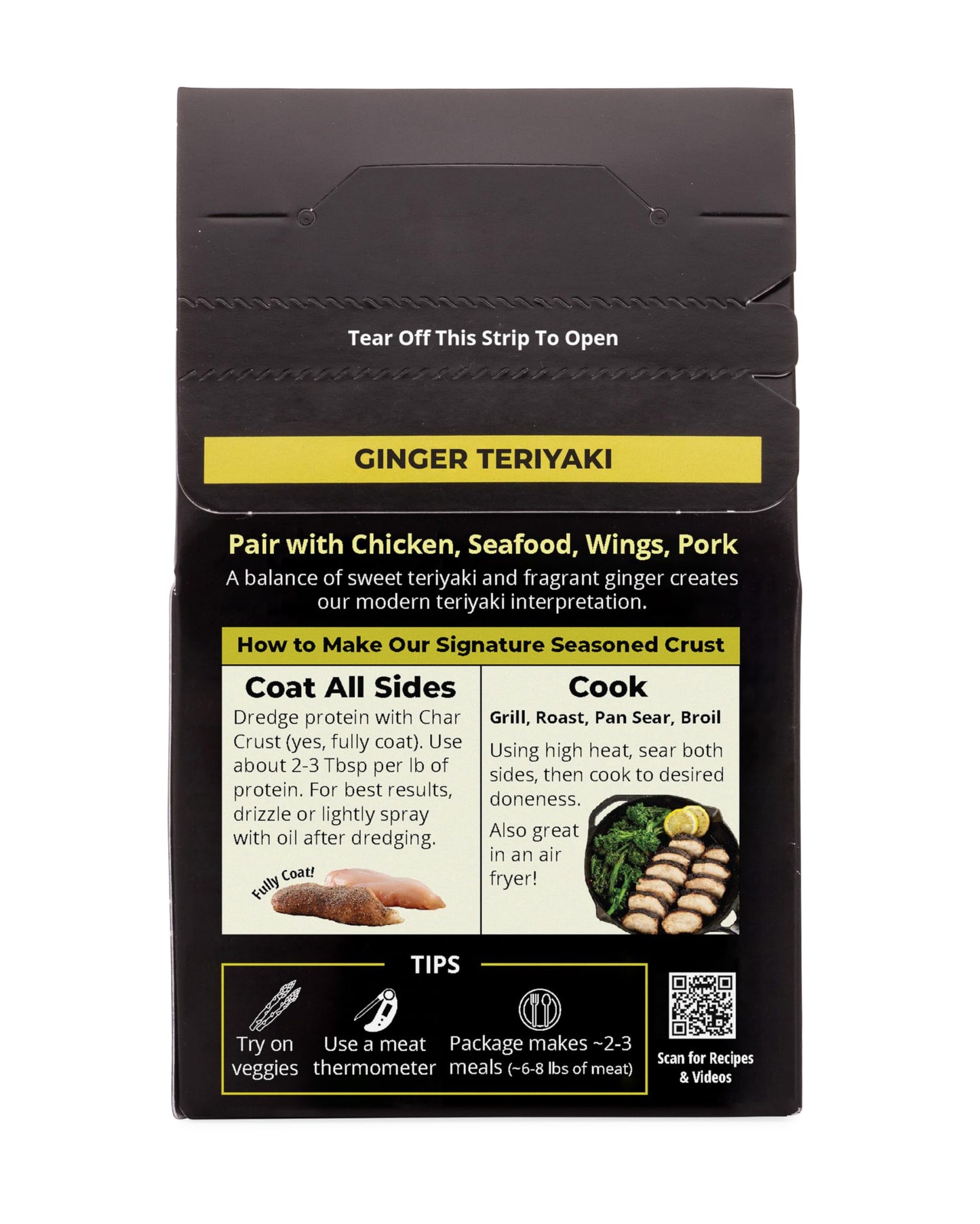 Char Crust Dry-Rub Seasonings Ginger Teriyaki | All-in-one seasonings | Perfect for Chicken, Shrimp, Salmon, Pork, and Wings | Signature Crust that