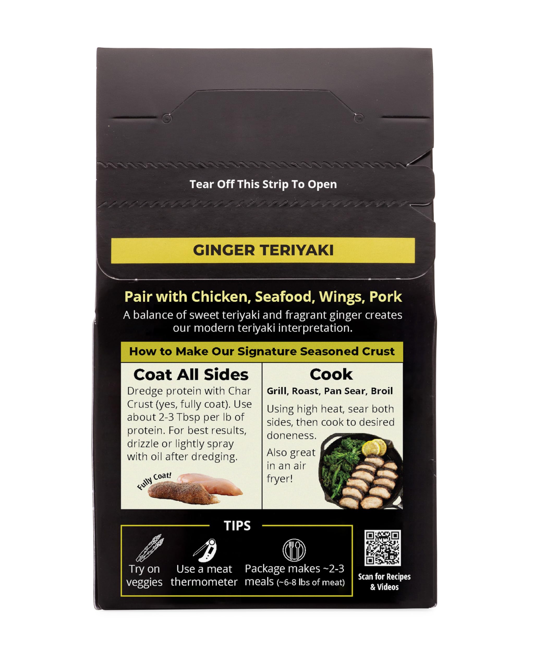 Char Crust Dry-Rub Seasonings Ginger Teriyaki | All-in-one seasonings | Perfect for Chicken, Shrimp, Salmon, Pork, and Wings | Signature Crust that