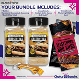 Blackstone Cheesesteak Seasoning - Gourmet Griddle Premium Barbecue Rub 2 Pk (14.6 oz) + BBQ Masters & Opener (4 Items)!