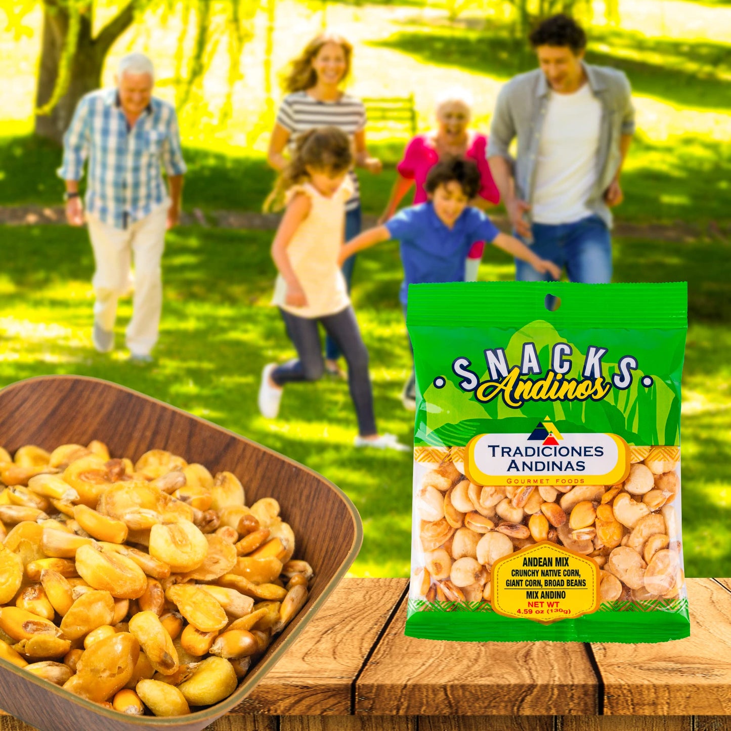 Tradiciones Andinas Salted Crunchy Andean Mix 4.59 oz - Snack Mix Andino Peruano, Maiz Cancha, Maiz Gigante, Chulpi Frito, Habas Snacks, Peruvian