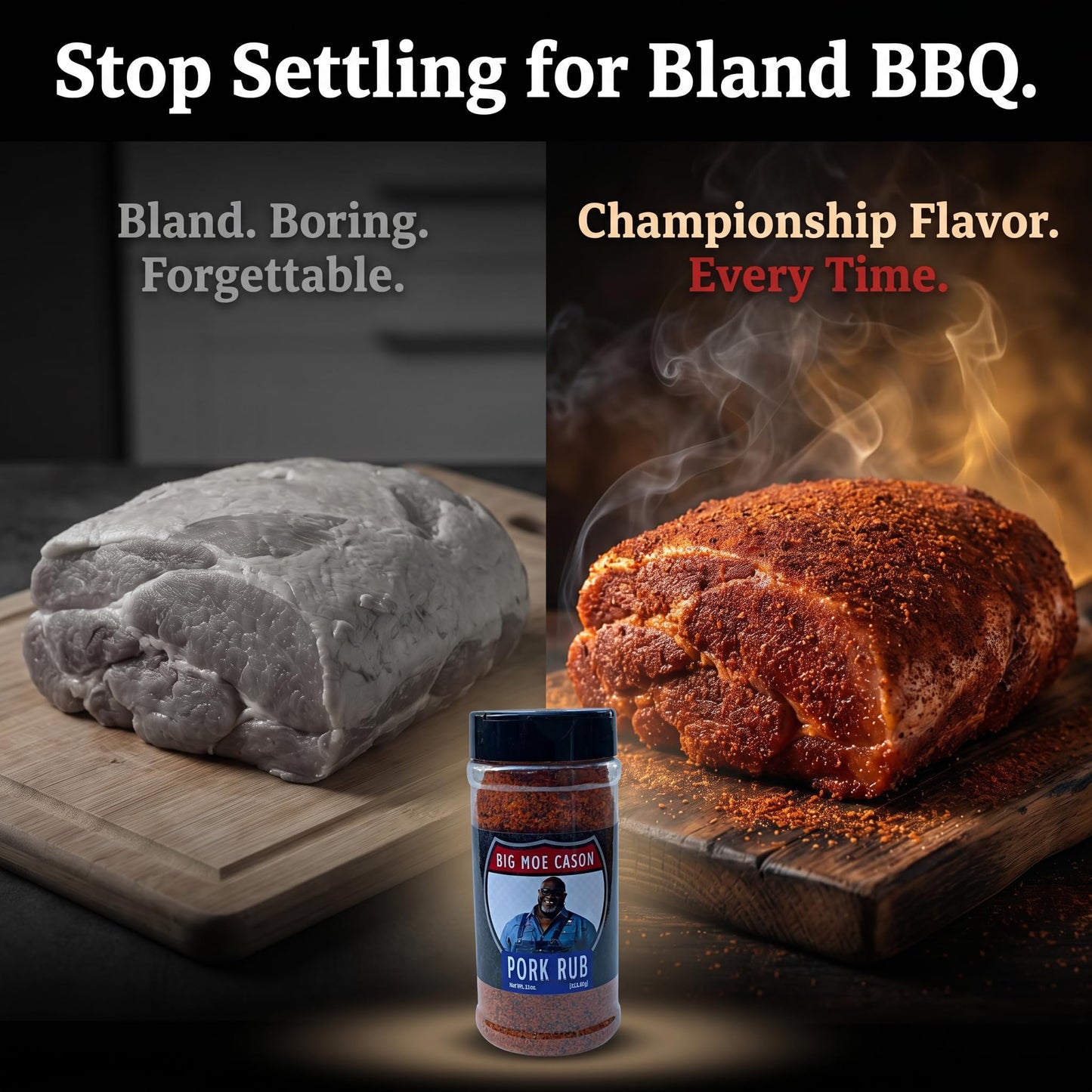 Big Moe Cason Pork BBQ Rub - 2x 11 oz Shaker Bottles - Bbq Rub and Pork Rub for Ribs and Brisket - Bbq Seasoning and Rib Rub Style Brisket Rub - Spg
