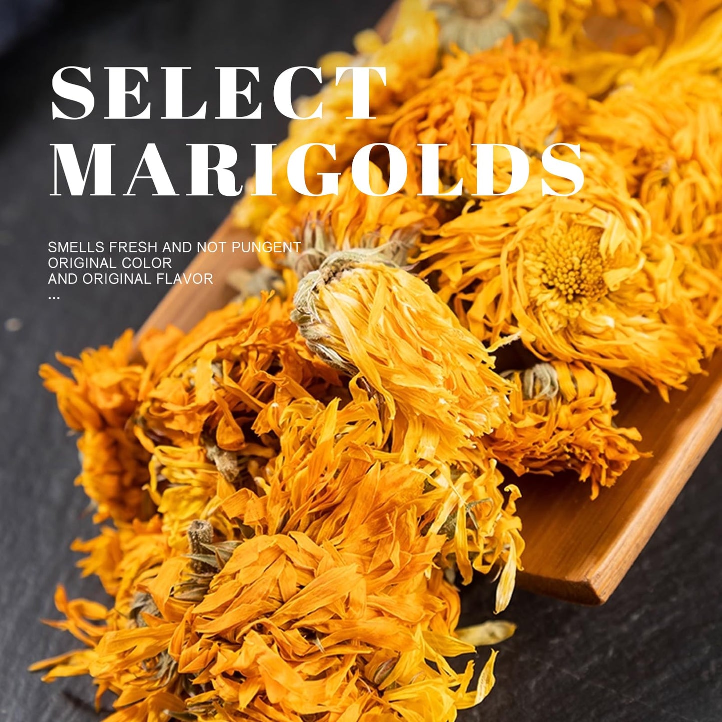 Calendula Tea - Dried Marigold Flowers Loose Leaf, Non-GMO, Caffeine-Free, Whole Edible Blossoms for Baking, DIY Crafts, or Gift - 5.29oz (150g)
