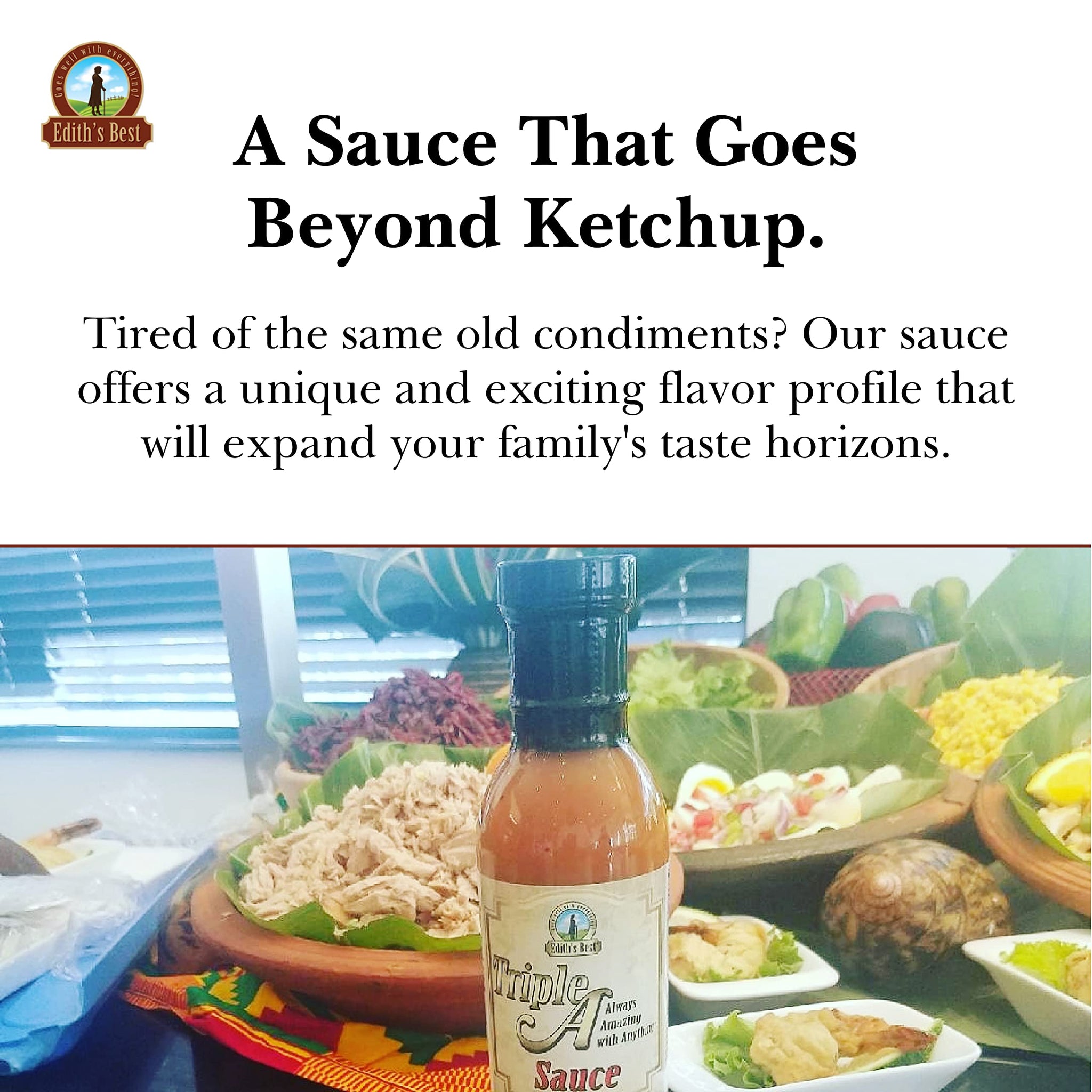 Edith's Best Triple A All Purpose Sauce - Bold and Complex Flavor Enhancer, Versatile Sauce for All Foods - Gluten-Free, Vegan, Ideal for Meats