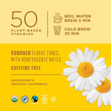 Teatulia Organic Chamomile Tea Bags (50 Pyramid Teabags) Raw Whole Leaf Flower. 100% Compostable And Sustainably Grown In Egypt. Caffeine Free Herbal