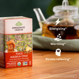 Organic India Tulsi Masala Chai Tea Bags - Holy Basil, Black Tea, Spices with Ginger, Stress Relieving, Immune Support, USDA Certified Organic