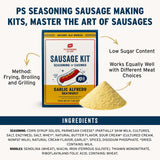 PS Seasoning Garlic Alfredo Bratwurst Kit - Sausage Seasoning And Natural Hog Casings For 10 Lbs Of Meat Easy Homemade Brats For Pork, Beef, Venison