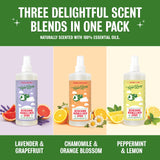 Rebel Green Refreshing Room & Linen Spray Variety Pack of 3 - Plant-Based Essential Oil Air Freshener - Lavender Grapefruit, Peppermint Lemon