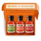 Miller's Banana Pepper Mustard Sauce Gift Box - Includes Hot, Mild, Habanero - Best Use for Chicken Wing, Burgers, Sandwich, Non-GMO Project Verified