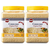 Baron’s Plain Traditional Original Couscous Pasta | 100% Natural Noodles for Salads, Soups, Stews & Side Dishes | Cooks in 6 Minutes! | Kosher | 2 Pack 26.45oz Jars