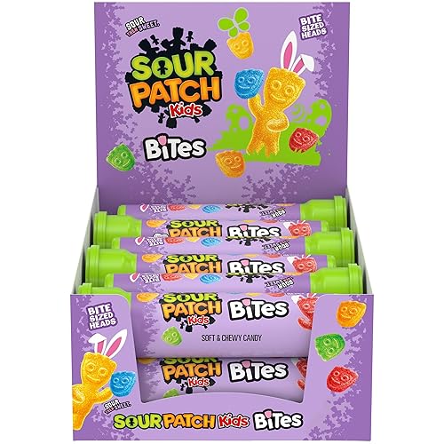 SOUR PATCH KIDS Bites Soft & Chewy Easter Candy, Bulk Candy, 12-1.8 oz Tubes