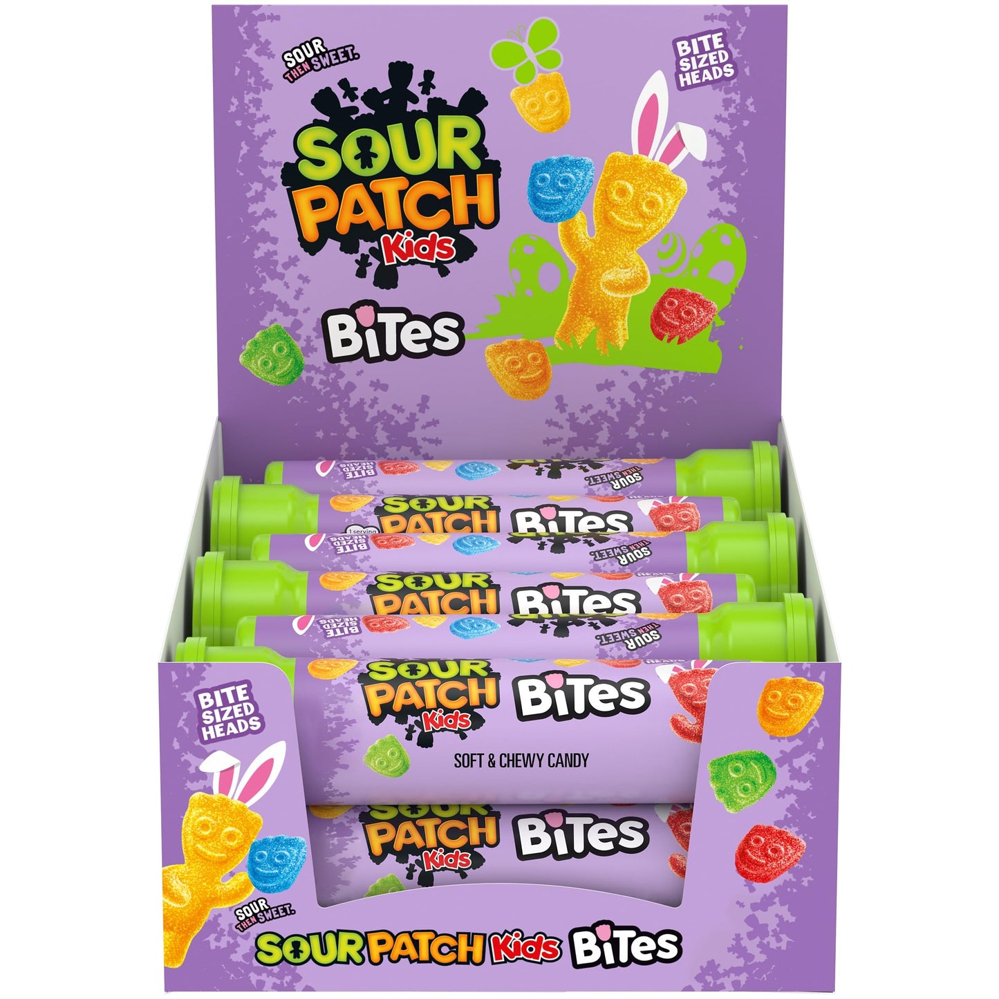 SOUR PATCH KIDS Bites Soft & Chewy Easter Candy, Bulk Candy, 12-1.8 oz Tubes