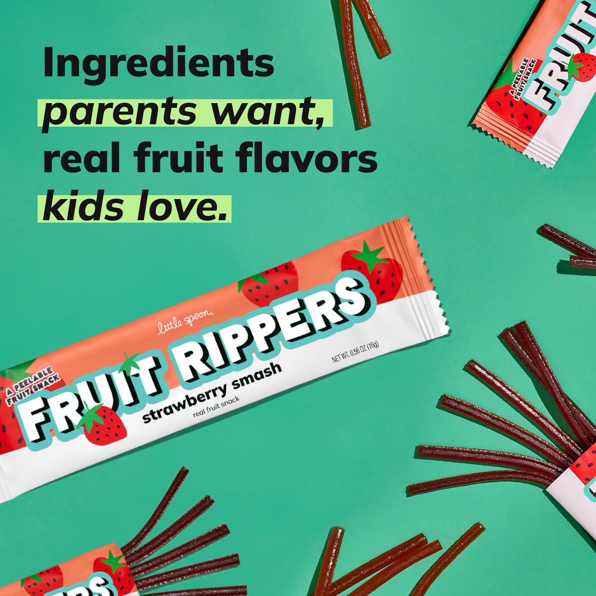 Little Spoon Strawberry Smash Fruit Ripper, With Strawberry + Apple, Real Fruit Snack for Kids, No Artificial Flavors or Dyes, Less Added Sugar