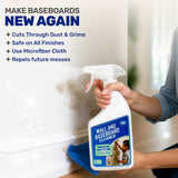 AuraClean Gentle Wall & Baseboard Cleaner - Safe for Painted Walls & Trim | Non-Toxic, No-Rinse Spray | Anti-Resoil, Streak-Free Finish for Everyday
