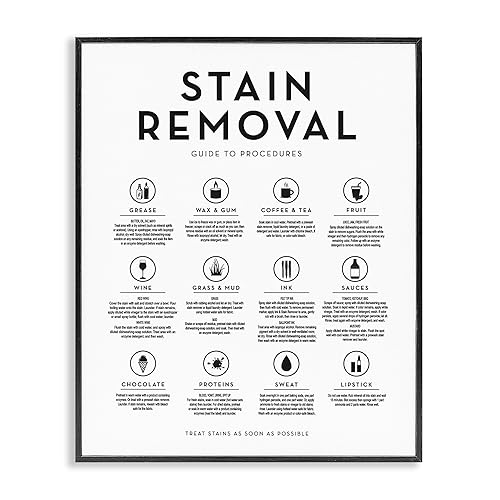 Stupell Industries Laundry Stain Removal Guide Helpful Symbols Chart, Design by Lettered and Lined, Black Framed, 11 x 14